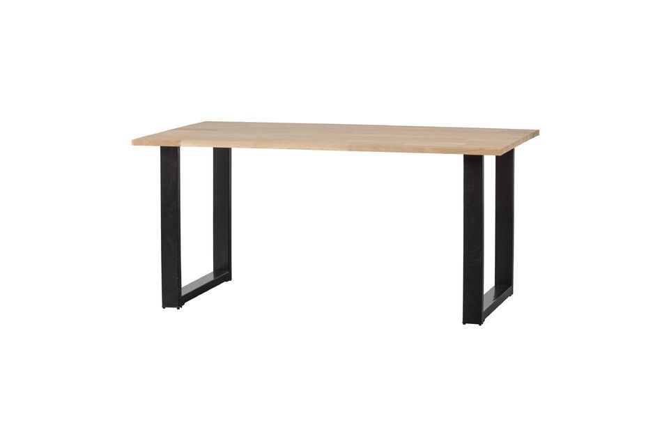 The solid oak table with a metal U-leg is the perfect choice for a contemporary and sturdy