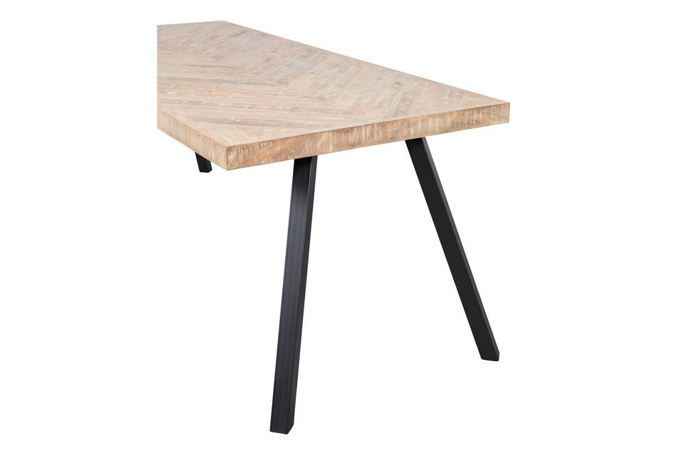 180x90 beige mango wood table with square herringbone legs Tablo - 7