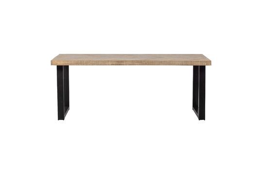 180x90 beige mango wood table with U-shaped legs herringbone Tablo Clipped