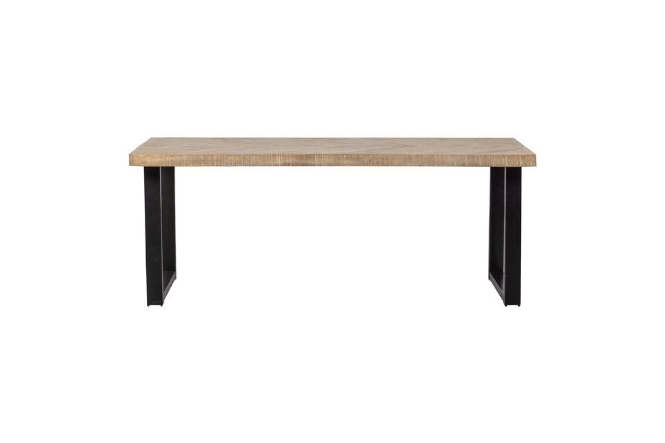 180x90 beige mango wood table with U-shaped legs herringbone Tablo Woood
