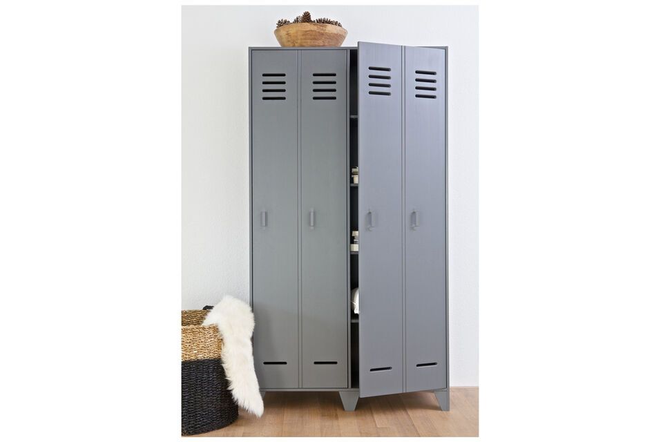 Stijn 2-door wooden locker in anthracite, robust and elegant