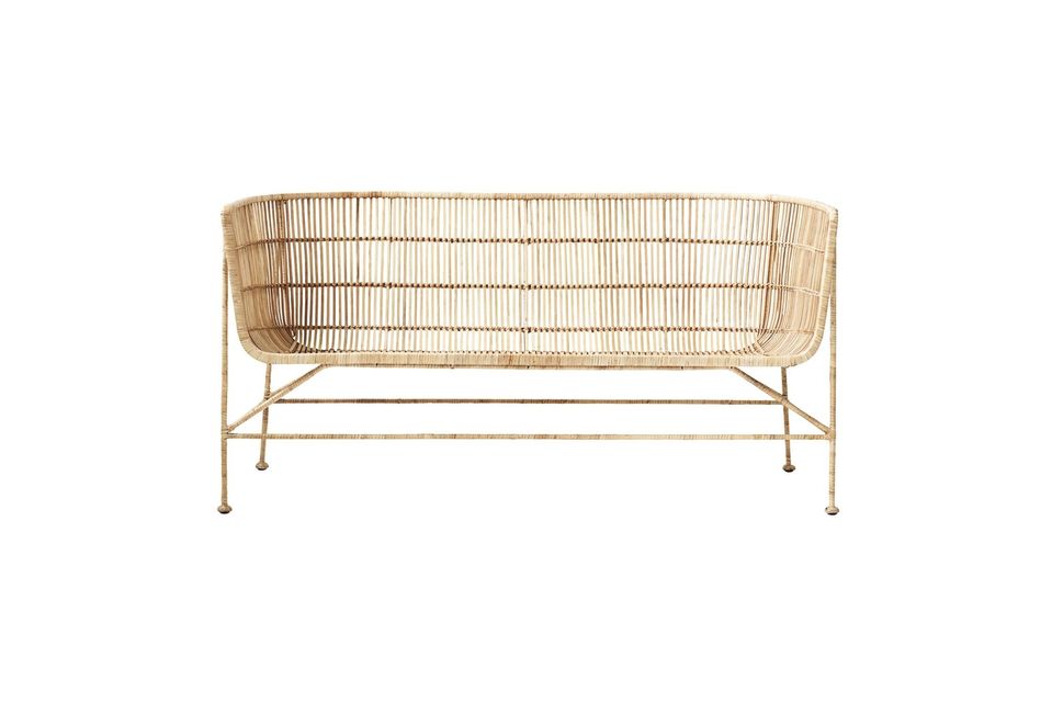 2 seater bench in beige rattan Cuun House Doctor