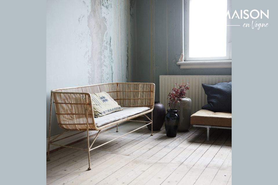 A comfortable rattan bench