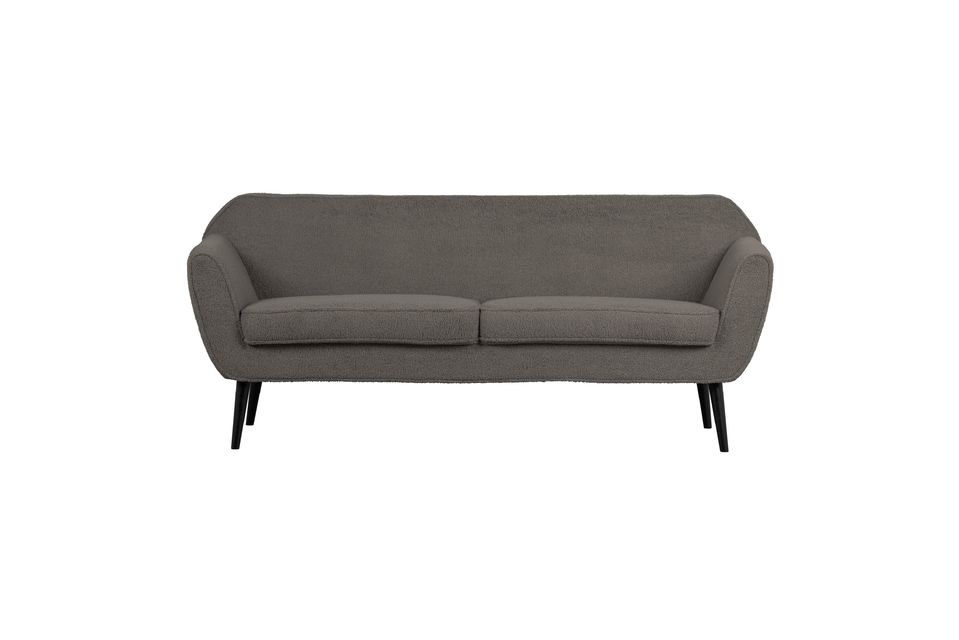 2 seater sofa in dark grey fabric Rocco Woood