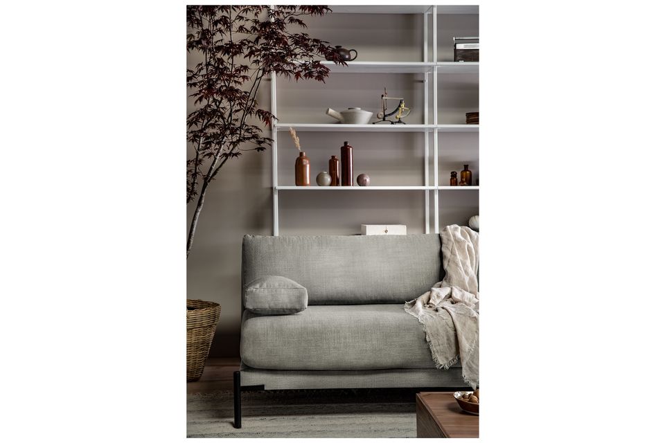 An ideal sofa for resting in light gray fabric
