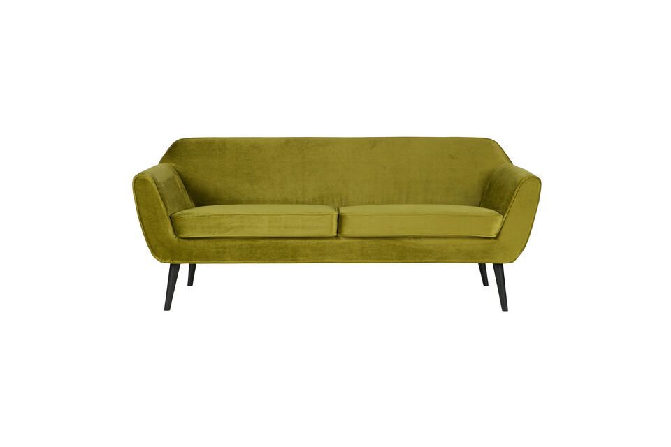 3-seater sofa in green velvet Rocco Woood