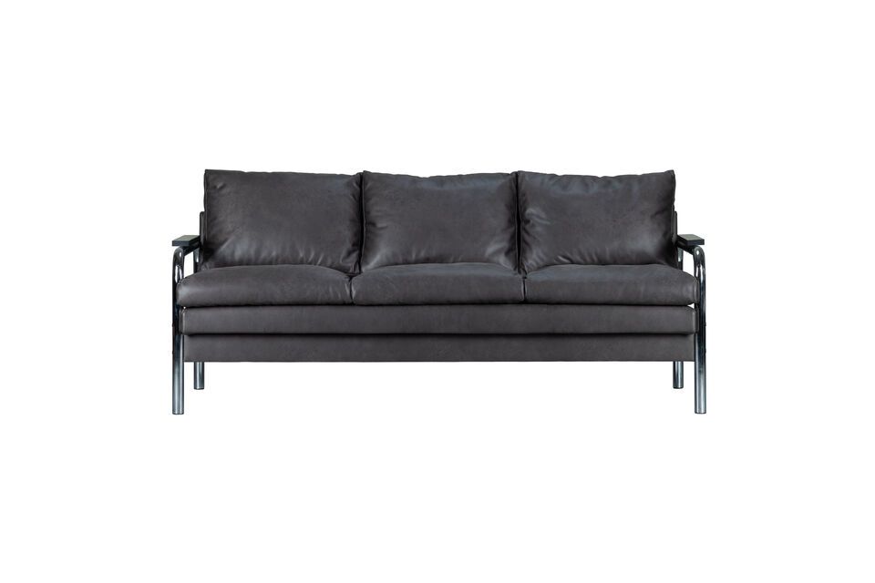 3-seater sofa in grey fabric Tube Woood