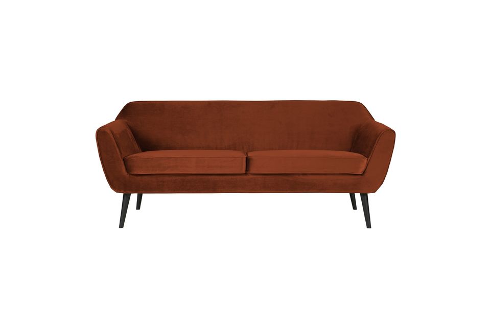 3 seater sofa in terracotta velvet Rocco Woood