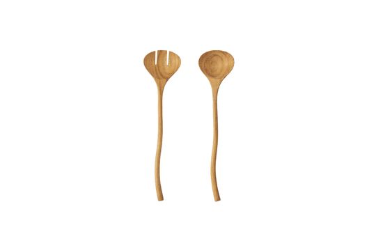 Agey Teak Salad Servers Clipped