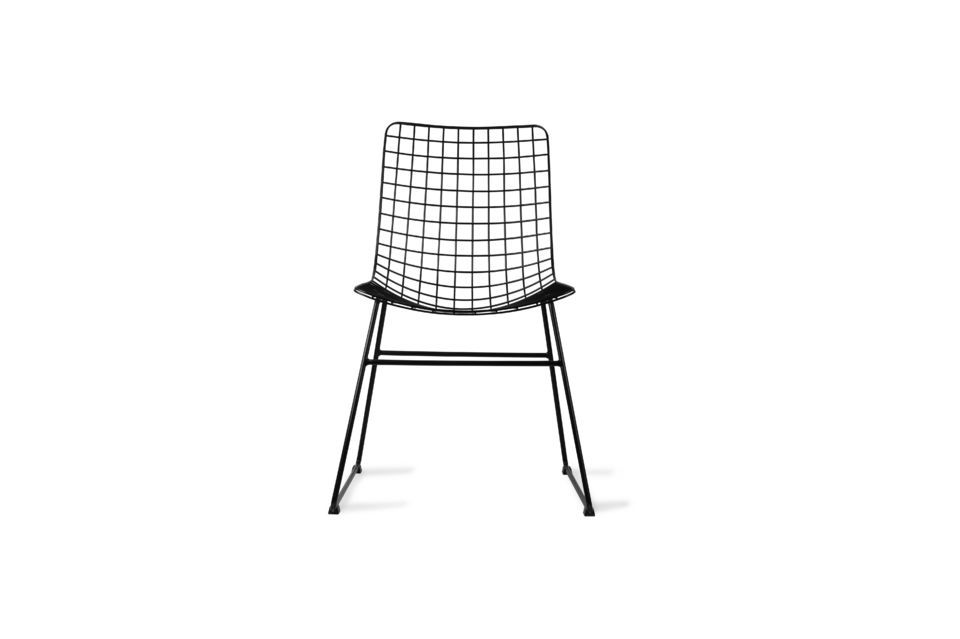A sturdy black metal frame supports a black mesh seat that is moulded in one piece with the