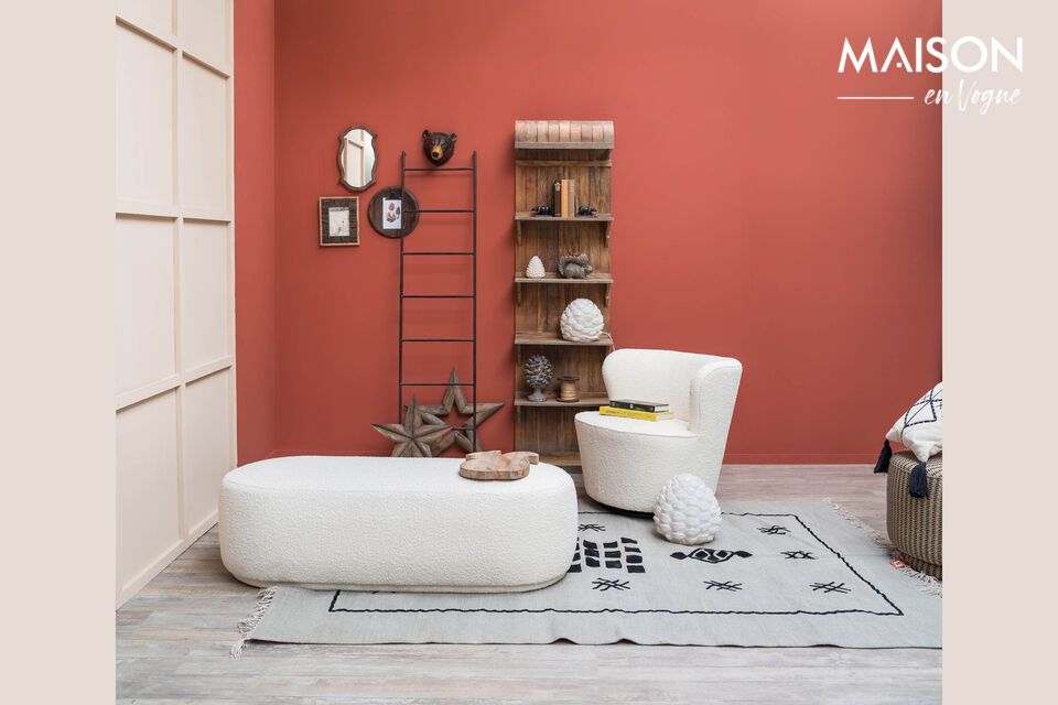 Annapurna bench in white birch for minimalist elegance and durability.