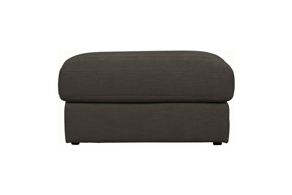 The footstool is upholstered on all sides and can be used as an occasional seat or footrest