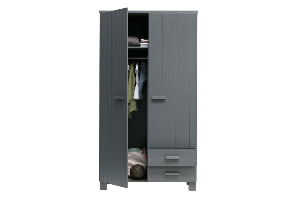 Dennis anthracite wood cabinet, elegant and robust