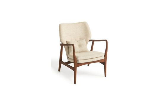 Ash wood armchair in cream tissue Peggy