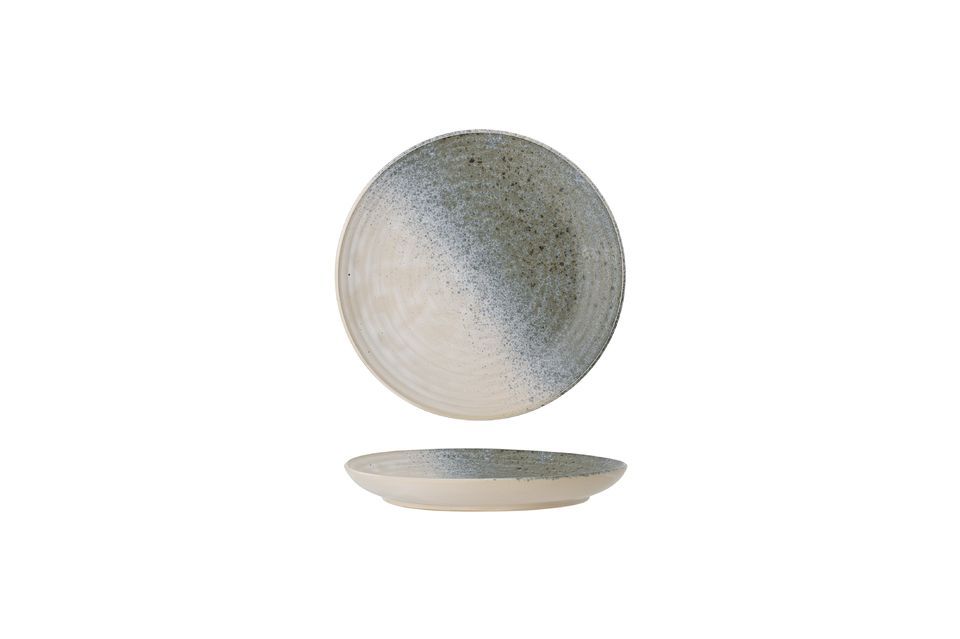 This stoneware plate will seduce you with its original and indefinable colour with iridescent