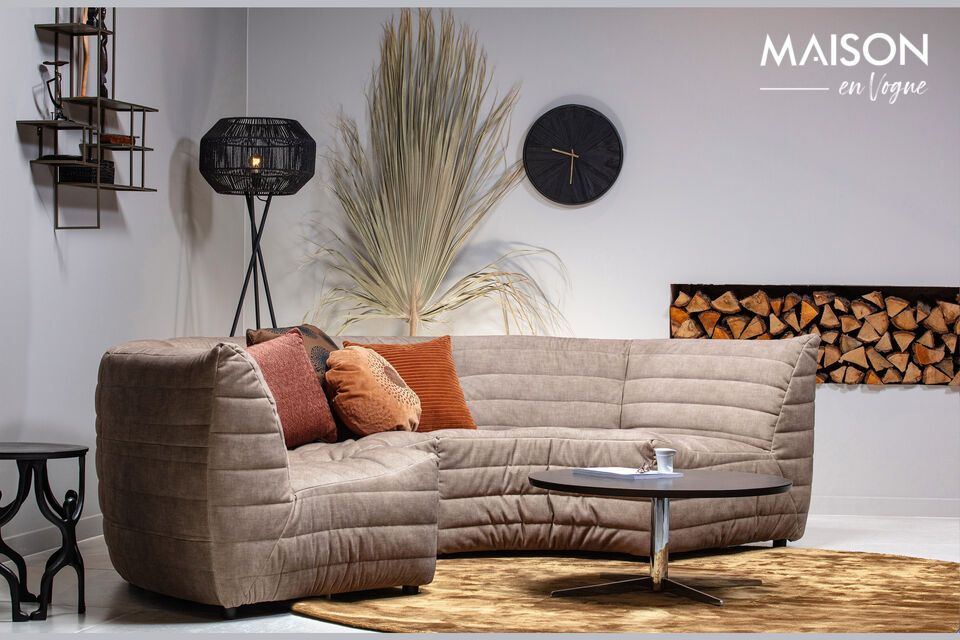 Modular sofa 3 seats corner velvet sand Bag, cocooning style