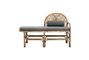 Miniature Bali rattan bench with grey cushions Clipped