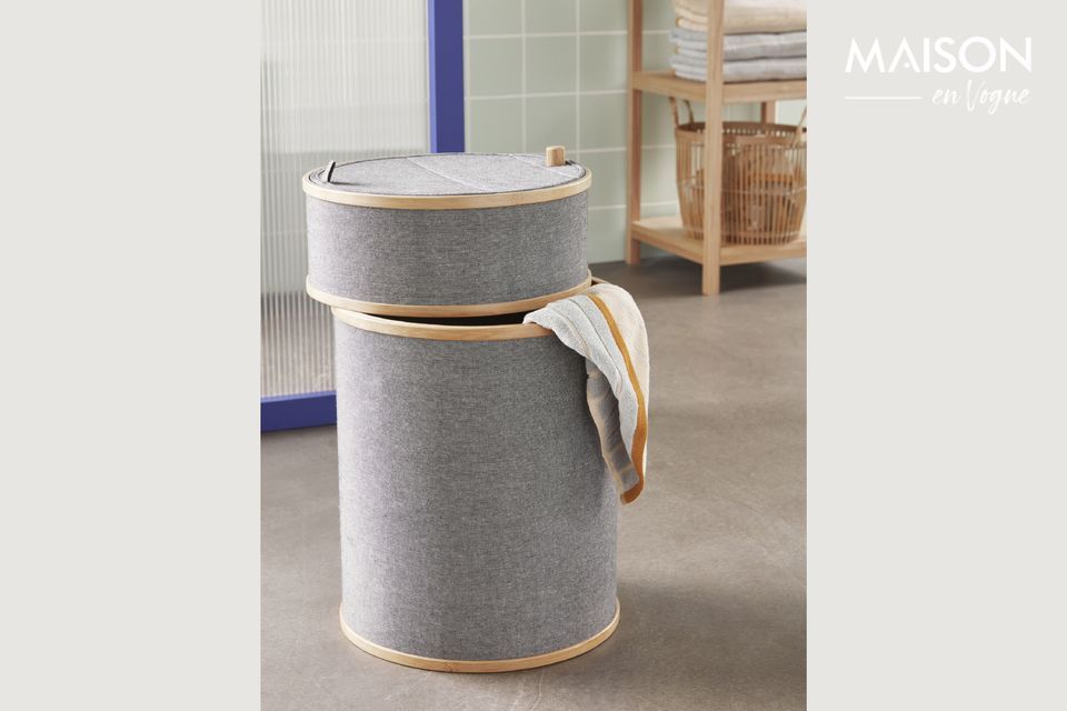Bamboo and cotton laundry basket Ease Hübsch