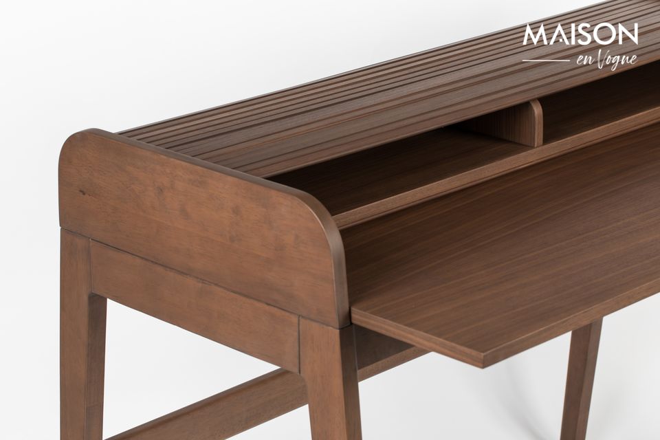 A laptop computer can be placed on it to work on a stylish and noble wooden table