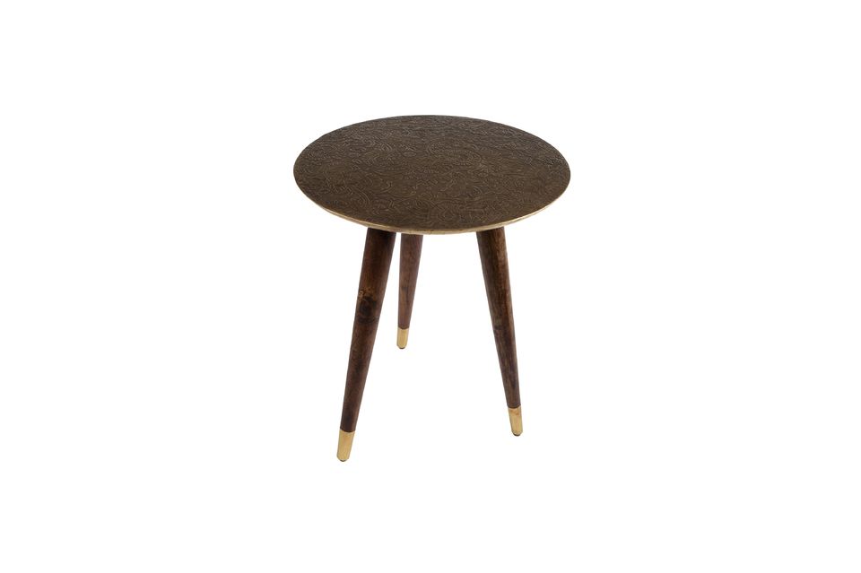 Bast side table with brass finish - 5