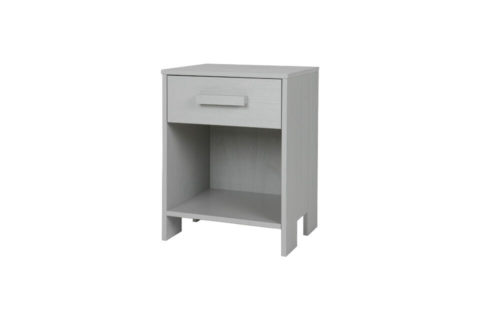This brushed pine nightstand with drawer is a must-have for your bedroom! Painted in an elegant gray