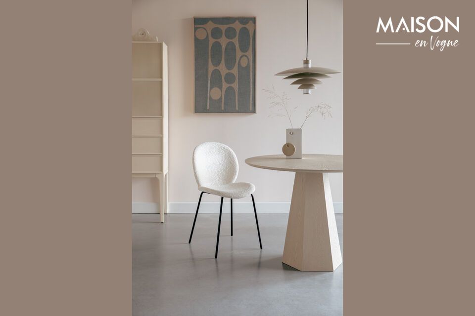 The Pilar beige ash veneer dining table offers exceptional visual serenity
