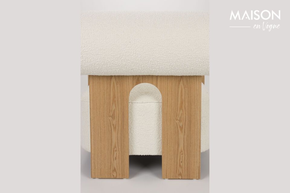 Beige boucle fabric armchair Oolong - 9