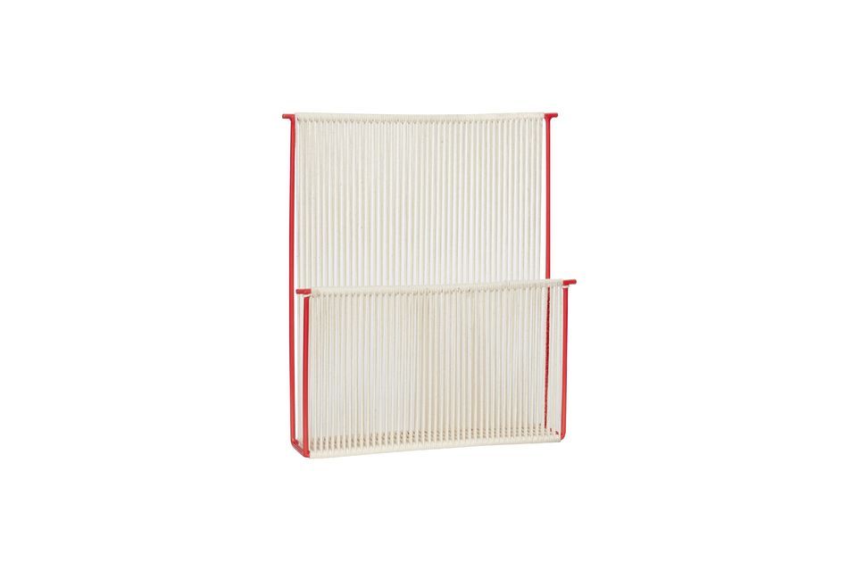 Beige cotton magazine rack String Wall Hübsch