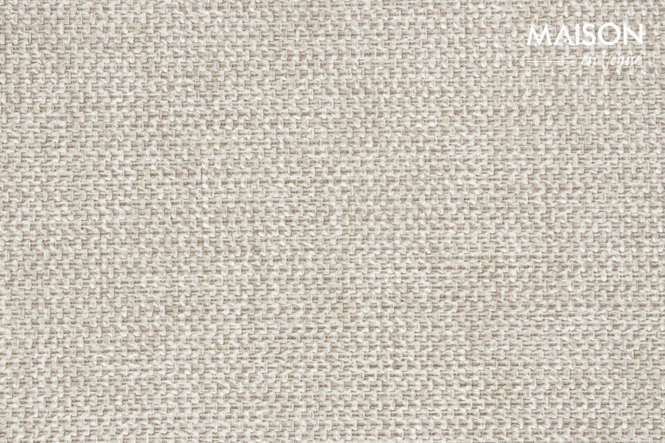 Its beige polyester upholstery