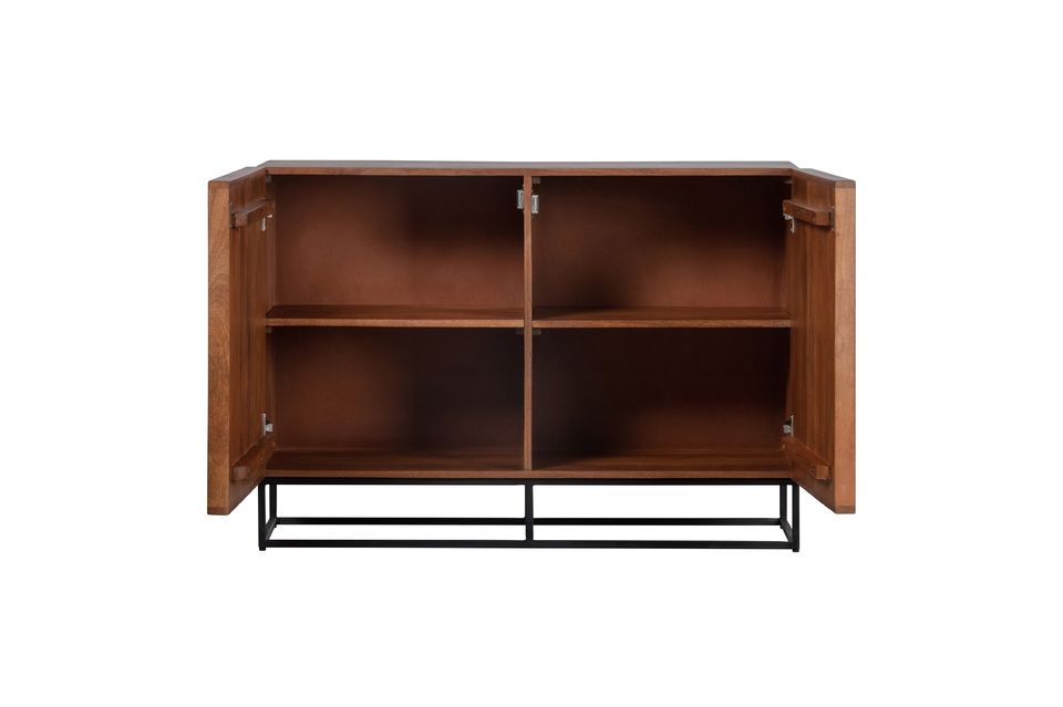 This sideboard comes in a raw finish or in a patina finish that accentuates the beautiful flaws of