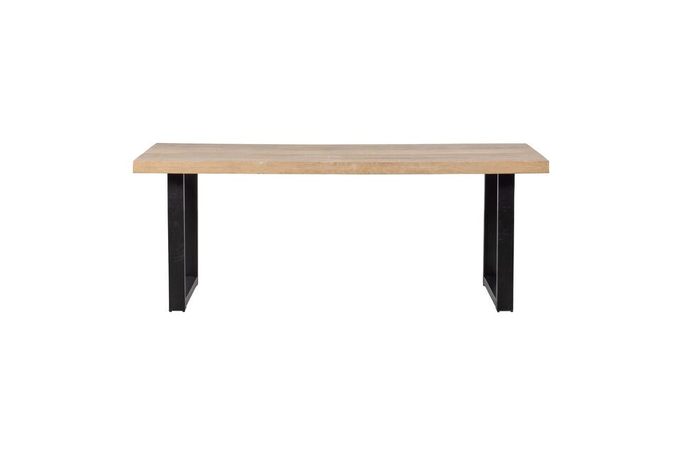 Beige mango wood table 180x90 with U-shaped legs Tablo Woood