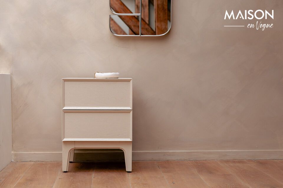 The June beige oak bedside table embodies understated elegance while adding a warm touch to your
