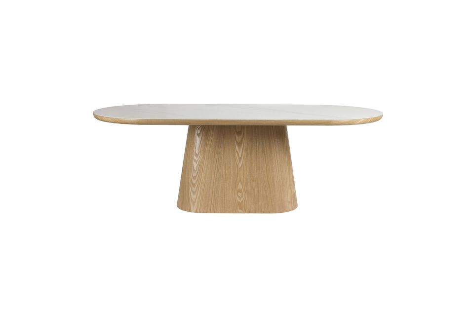 Beige oval wood dining table 200x90 Almira White Label