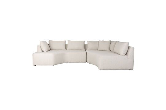 Beige polyester right corner 5-seater sofa Prosper Clipped