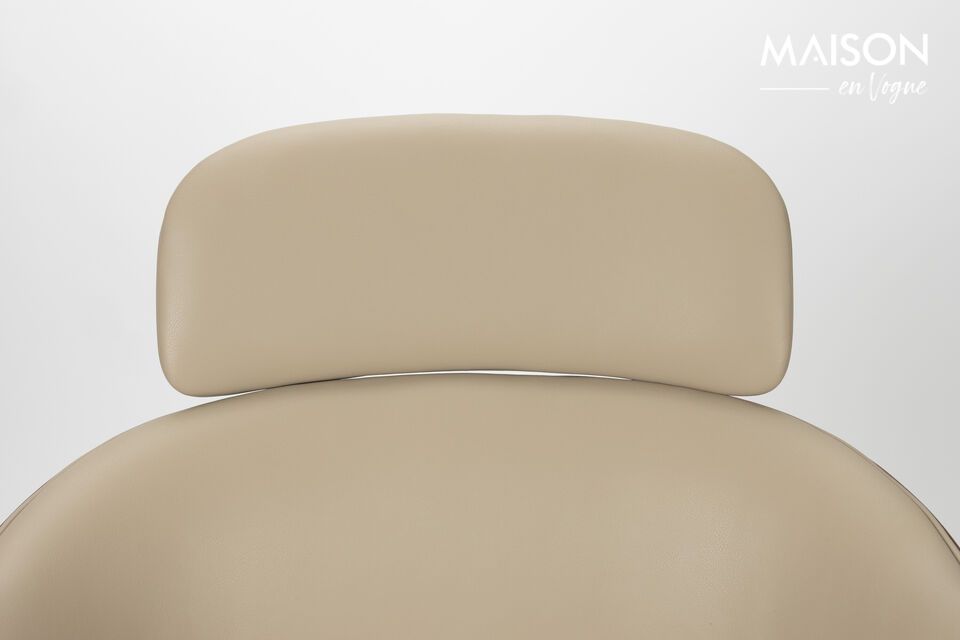 Beige PU leather armchair Frie - 10
