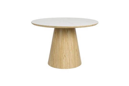Beige round wood dining table Almira Clipped