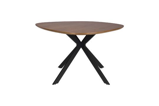 Beige round wood dining table Chase Clipped