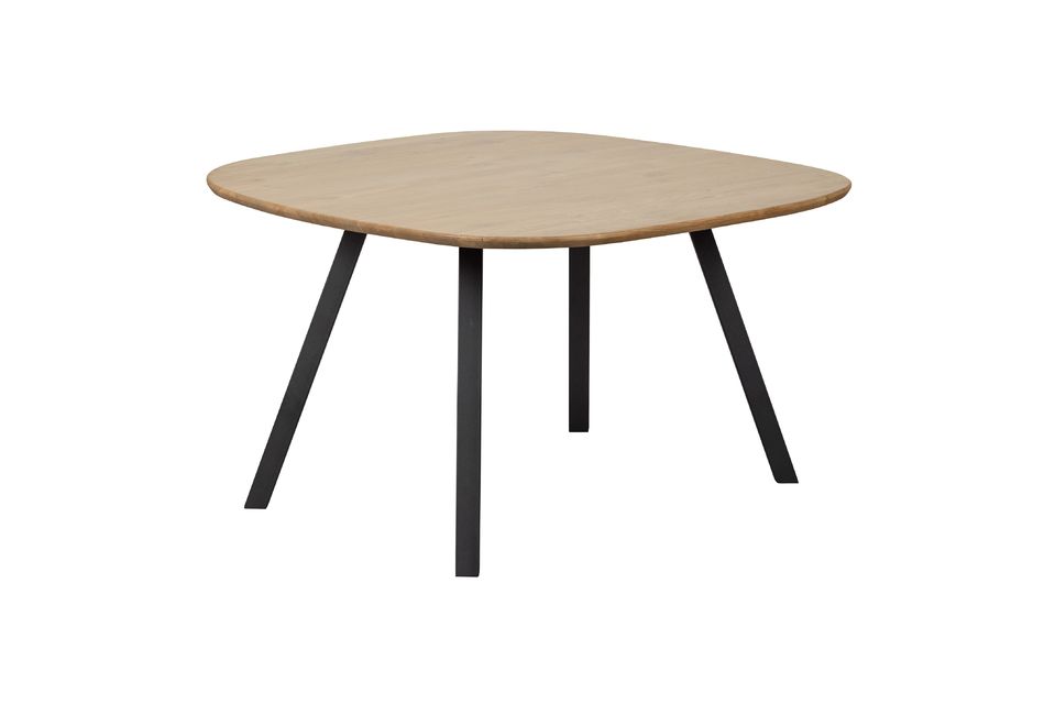 Beige solid oak table 130x130 with square legs Tablo Woood