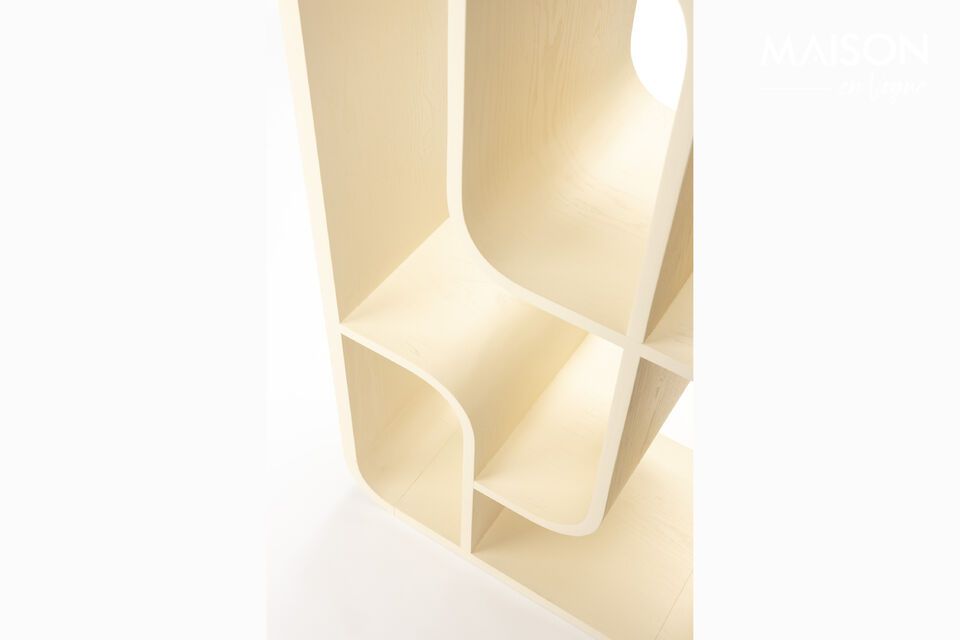Beige solid oak wood bookcase Seven - 9