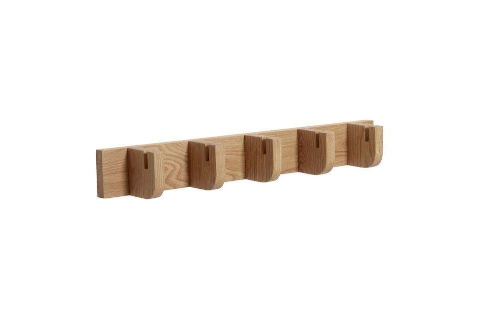 Beige wooden coat rack with 5 hooks Nomade Hübsch