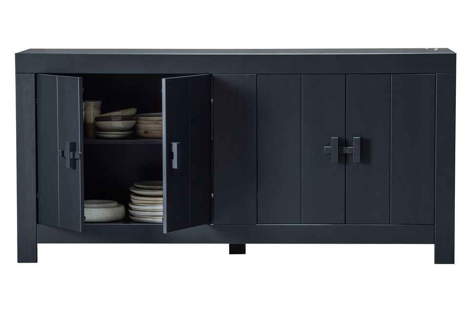 The Benson black wooden chest of drawers seduces by its versatility
