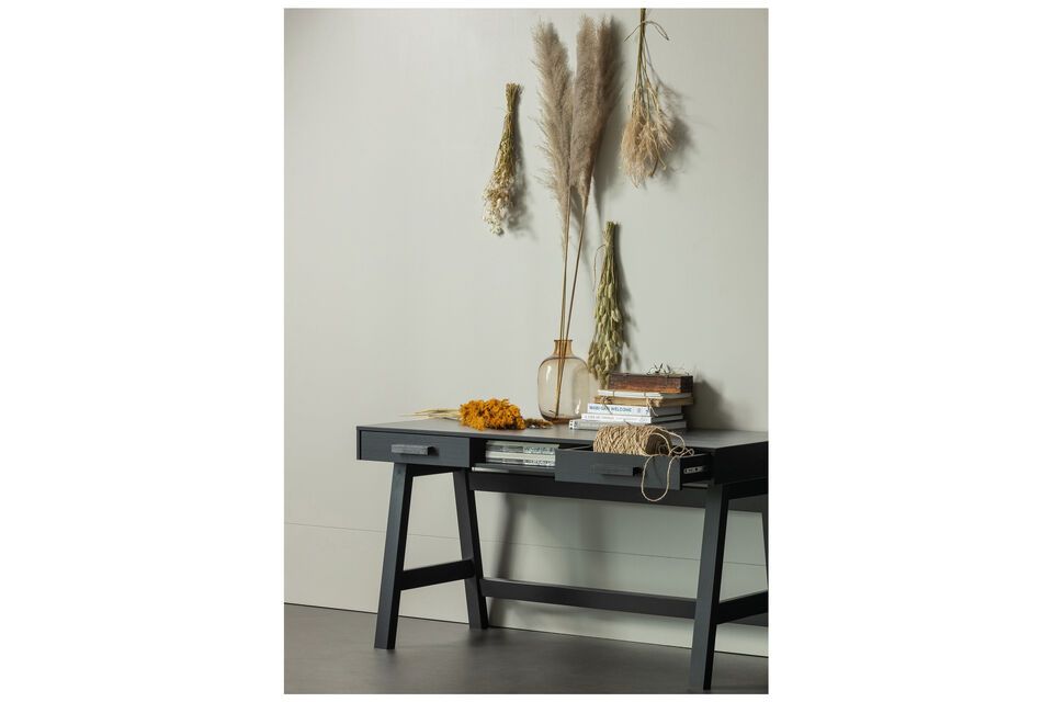 Benson black wooden desk, robustness and elegance
