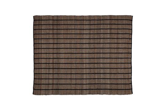 Black and beige striped cotton and jute rug Basil Clipped