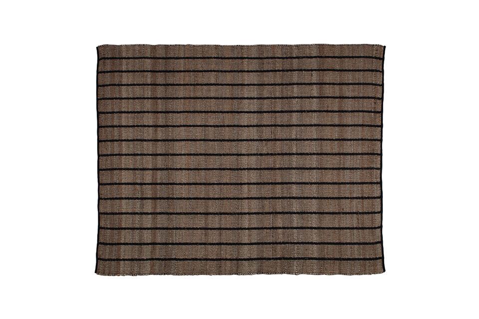 Black and beige striped cotton and jute rug Basil Woood