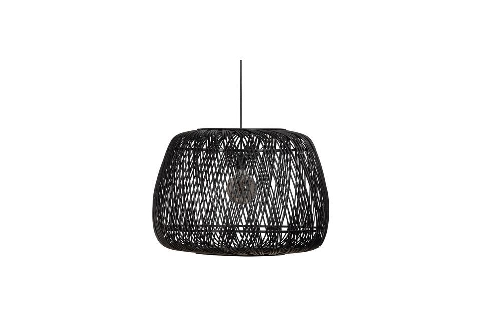 Elegant black stained bamboo hanging lamp
