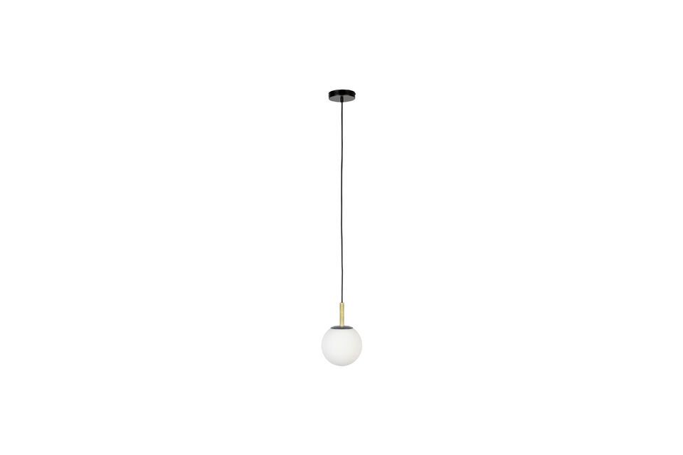 Made from matte opaline glass and black metal details