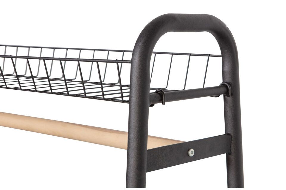 The matte black powder coating gives this coat rack a long life