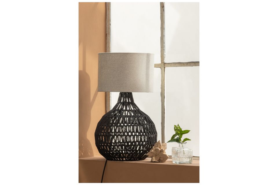 Black rattan lamp Macy, nature, elegance, modern art