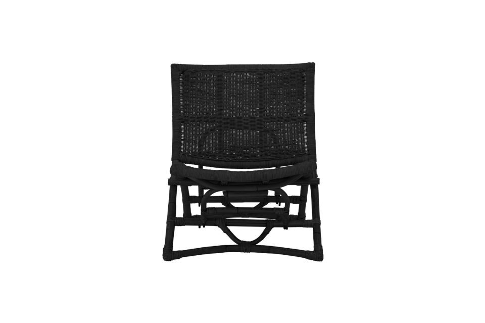 The Baz lounge chair is foldable and has a rattan seat and back