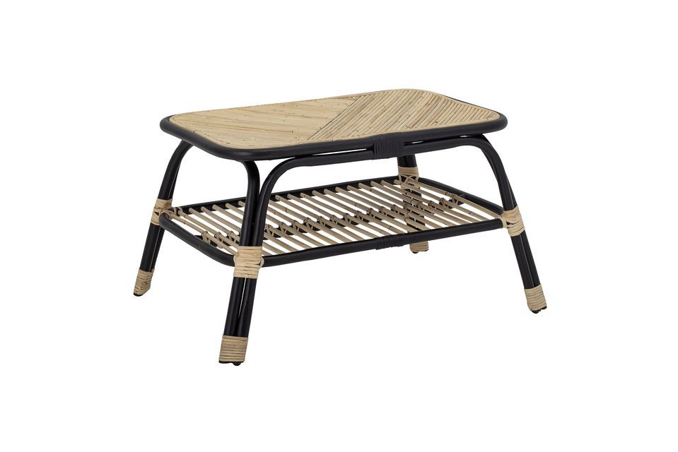 This table combines natural and black rattan